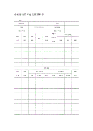 仓储部物资库存定额领料单.docx