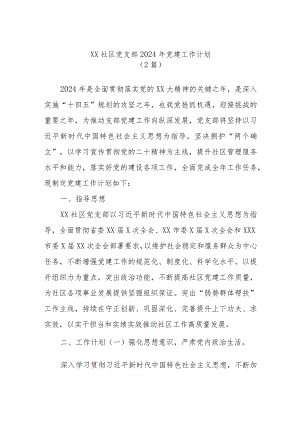 (2篇)XX社区党支部2024年党建工作计划.docx