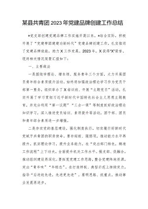 2023年党建品牌创建工作总结（共青团）.docx