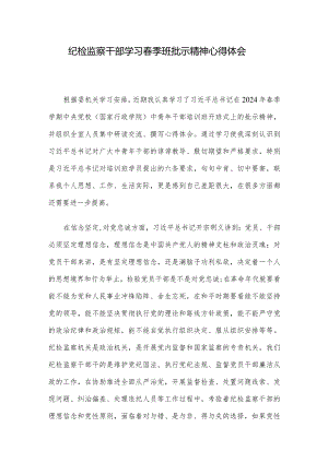 纪检监察干部学习春季班批示精神心得体会.docx
