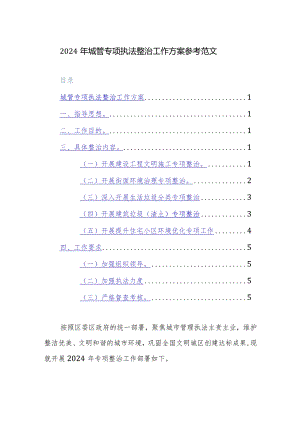 2024年城管专项执法整治工作方案参考范文.docx