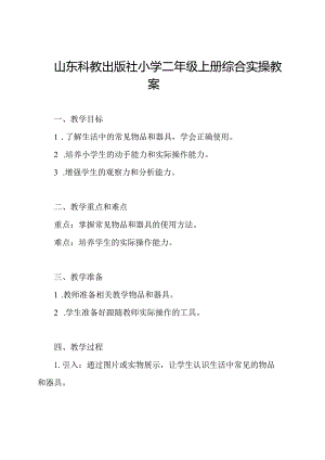 山东科教出版社小学二年级上册综合实操教案.docx