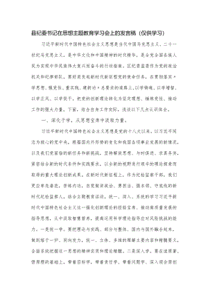 县纪委书记在思想主题教育学习会上的发言稿.docx