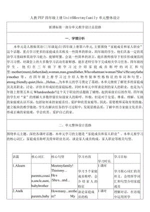 人教PEP四上大单元教学Unit 6 Meet my family PA Let's talk 教案.docx