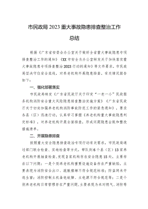 市民政局2023重大事故隐患排查整治工作总结（20240202）.docx