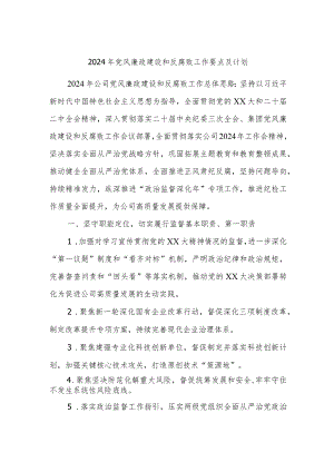 2024年党风廉政建设和反腐败工作要点及计划.docx