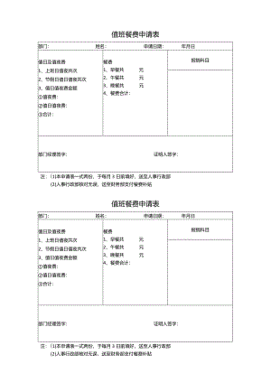 【人事行政表格】值班餐费申请表.docx