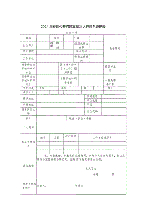 2024年专项公开招聘高层次人才报名登记表.docx