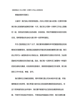 【国资国企】在公司第一次青年工作会上发表讲话.docx