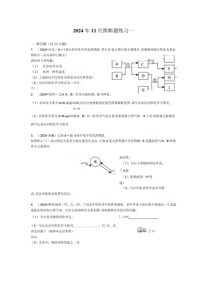 2024-2025年武汉市九年级上学期推断题练习题一.docx