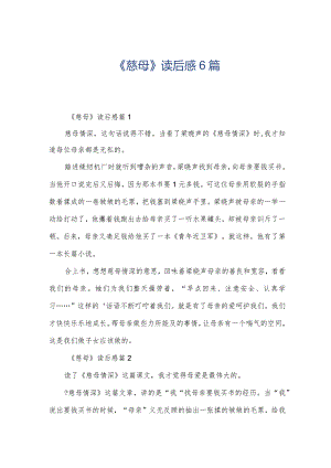 《慈母》读后感6篇.docx