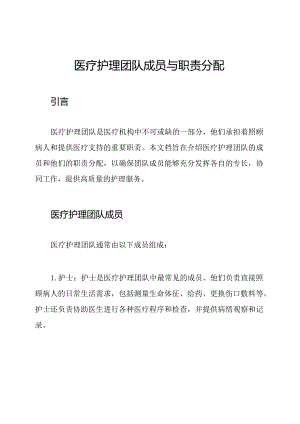 医疗护理团队成员与职责分配.docx