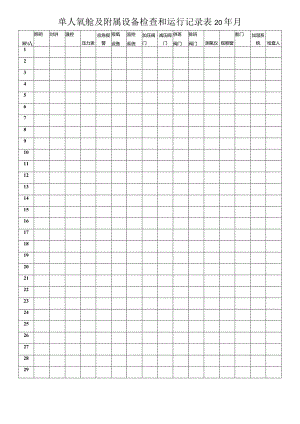 高压氧单人氧舱和附属设置检查和运行记录文本表.docx