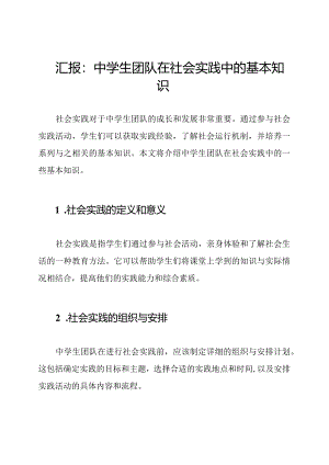 汇报：中学生团队在社会实践中的基本知识.docx