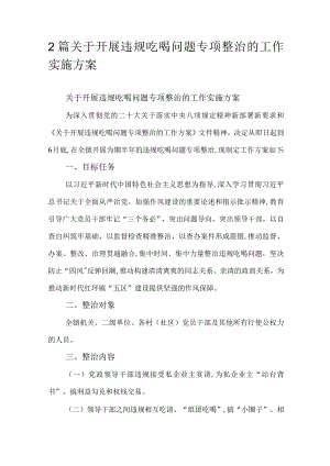 2篇关于开展违规吃喝问题专项整治的工作实施方案.docx