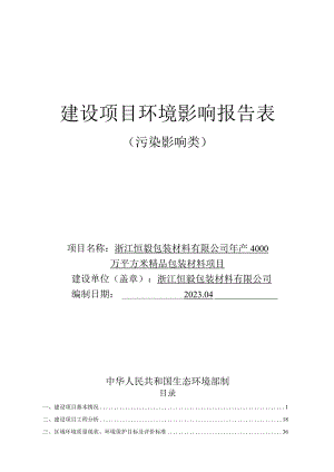 浙江恒毅包装材料有限公司年产4000万平方米精品包装材料项目环评报告.docx