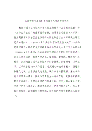 主题教育专题组织生活会个人对照检查材料（支部书记）.docx