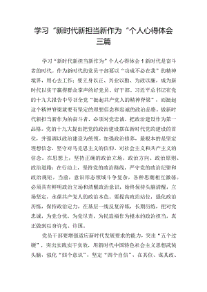 学习“新时代新担当新作为”个人心得体会三篇.docx