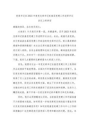 党委书记在2023年度党支部书记抓基层党建工作述职评议会议上的讲话.docx