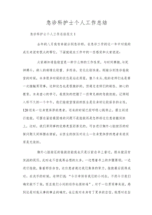 急诊科护士个人工作总结.docx