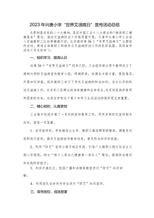 兴唐小学“艾滋病日”宣传工作总结.docx