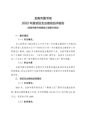 龙南市图书馆2022年度项目支出绩效自评报告.docx