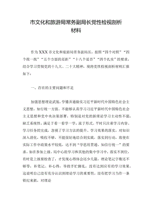市文化和旅游局常务副局长党性检视剖析材料.docx