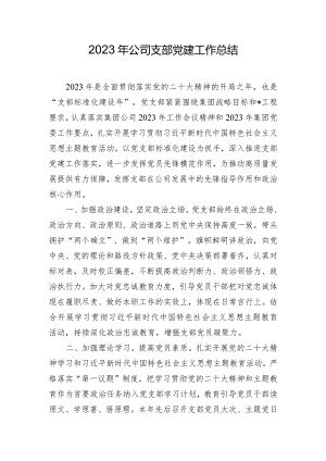 2023年公司支部党建工作总结.docx