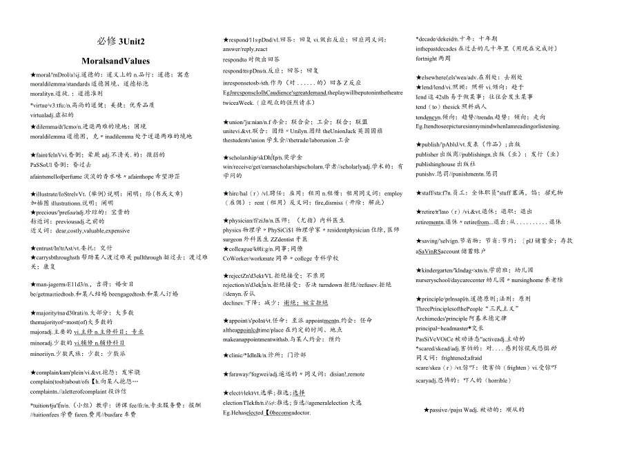 人教版（2019）必修第三册Unit 2 Morals and Virtues 单词拓展讲义素材.docx_第1页