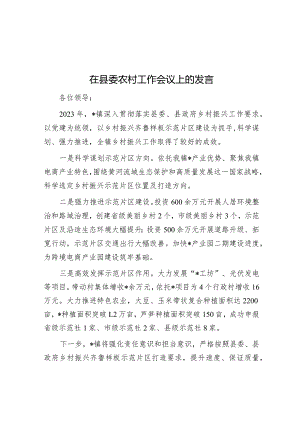 在县委农村工作会议上的发言.docx