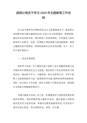 县统计局关于学习2024年主题教育工作总结.docx
