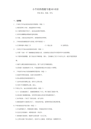 小升初热搜题专题03词语（含答案解析）.docx