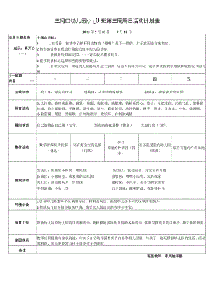 三河口幼儿园小4班第三周周日活动计划表.docx