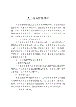 人力资源管理咨询.docx