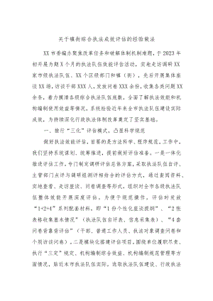关于镇街综合执法成效评估的经验做法.docx