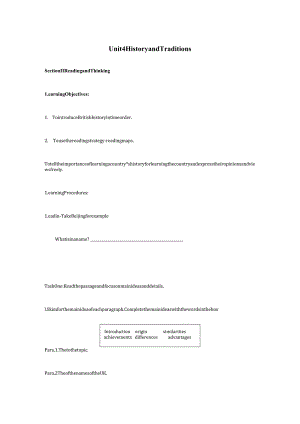 人教版（2019）必修 第二册Unit 4 History and traditions Reading and Thinking 导学案.docx