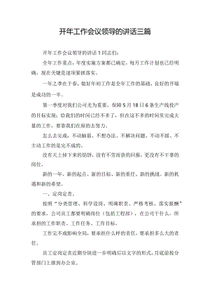 开年工作会议领导的讲话三篇.docx