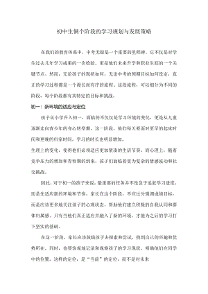 初中生俩个阶段的学习规划与发展策略.docx