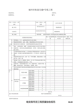 E6.69暗龙骨吊顶工程检验批质量验收记录表.docx
