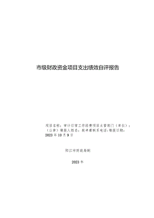 市级财政资金项目支出绩效自评报告.docx