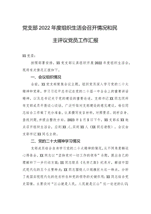 党支部2022年度组织生活会召开情况和民主评议党员工作汇报.docx