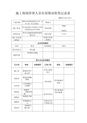 绵投劳动纪律情况检查记录表剑南路20150409.docx