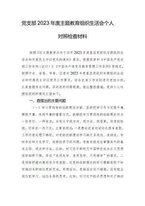 党支部2023年度主题教育组织生活会个人对照检查材料.docx