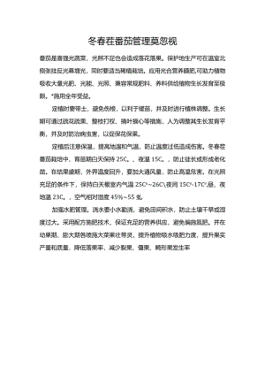 冬春茬番茄管理莫忽视.docx