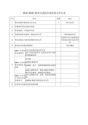 型式试验申请所需文件目录——梯级（踏板）链.docx