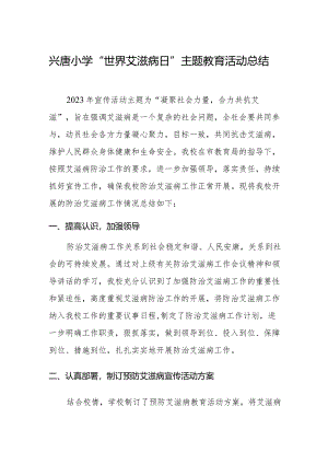 兴唐小学“世界艾滋病日”主题教育活动总结.docx