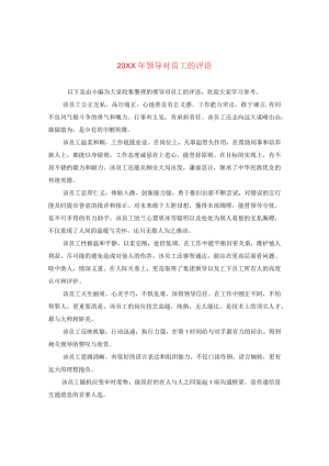 20XX年领导对员工的评语.docx
