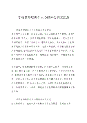 学校教师培训个人心得体会例文汇总.docx