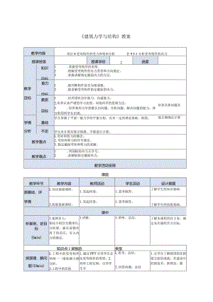 建筑力学与结构 第4版 教案 项目8受弯构件的受力和变形分析任务1 分析受弯构件的内力.docx