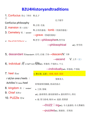 人教版（2019）必修第二册 Unit 4 History and Traditions 词汇变形及短语知识素材.docx